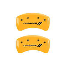 Charger l&#39;image dans la galerie, MGP 4 Caliper Covers Engraved Front &amp; Rear With stripes/Charger Yellow finish black ch