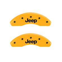 Charger l&#39;image dans la galerie, MGP 4 Caliper Covers Engraved Front JEEP Engraved Rear JEEP Grill logo Yellow finish black ch