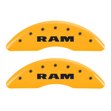 Charger l&#39;image dans la galerie, MGP 4 Caliper Covers Engraved Front Ram Rear Ramhead Yellow Finish Black Char 2010 Dodge Ram 2500