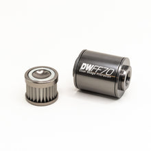 Load image into Gallery viewer, DeatschWerks Stainless Steel 8AN 10 Micron Universal Inline Fuel Filter Housing Kit (70mm)