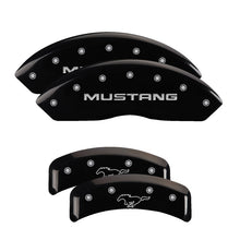 Charger l&#39;image dans la galerie, MGP 4 Caliper Covers Engraved Front Mustang Engraved Rear Pony Black finish silver ch