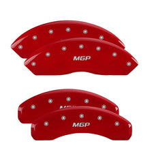 Cargar imagen en el visor de la galería, MGP 4 Caliper Covers Engraved F &amp; R Bowtie Yellow Finish Black Char 2000 Chevrolet Silverado 2500