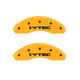 MGP 4 Caliper Covers Engraved Front & Rear I-Vtec Yellow Finish Black Char 2010 Honda CR-V