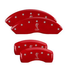 Cargar imagen en el visor de la galería, MGP 4 Caliper Covers Engraved Front Mustang Engraved Rear S197/GT Red finish silver ch