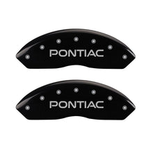 Laden Sie das Bild in den Galerie-Viewer, MGP 4 Caliper Covers Engraved Front Pontiac Engraved Rear GXP Black finish silver ch