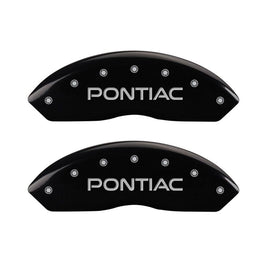 MGP 4 Caliper Covers Engraved Front Pontiac Engraved Rear GXP Black finish silver ch