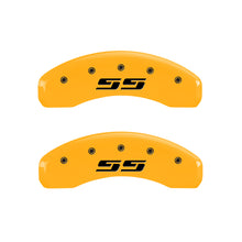 Laden Sie das Bild in den Galerie-Viewer, MGP 4 Caliper Covers Engraved F &amp; R Silverado SS Yellow Finish Black Char 2002 Chevy Silverado 1500