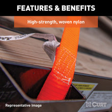 Load image into Gallery viewer, Curt 16ft Orange Cargo Strap w/J-Hooks (1100lbs)