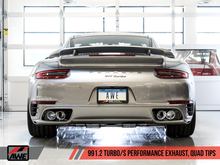 Cargar imagen en el visor de la galería, AWE Tuning Porsche 991.2 Turbo Performance Exhaust and High-Flow Cat Sections - Silver Quad Tips