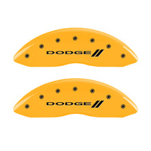 Carica l&#39;immagine nel visualizzatore di Gallery, MGP 4 Caliper Covers Engraved F &amp; R w/ Stripes/Dodge Yellow Finish Black Char 2006 Dodge Charger