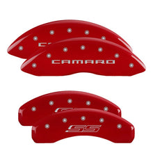 Carica l&#39;immagine nel visualizzatore di Gallery, MGP 4 Caliper Covers Engraved Front Gen 5/Camaro Engraved Rear Gen 5/SS Red finish silver ch