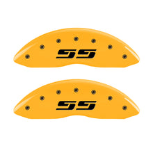 Laden Sie das Bild in den Galerie-Viewer, MGP 4 Caliper Covers Engraved F &amp; R Silverado SS Yellow Finish Black Char 2002 Chevy Silverado 1500