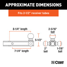 Carica l&#39;immagine nel visualizzatore di Gallery, Curt Multi-Ball Mount (2-1/2in Hollow Shank 1-7/8in 2in &amp; 2-5/16in Black Balls)