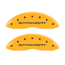 Charger l&#39;image dans la galerie, MGP 4 Caliper Covers Engraved Front &amp; Rear Stingray Yellow finish black ch