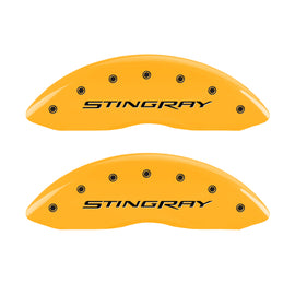 MGP 4 Caliper Covers Engraved Front & Rear Stingray Yellow finish black ch