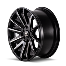 Cargar imagen en el visor de la galería, Mayhem 8109 Crossfire 22x9.5 / 5x150 BP / 25mm Offset / 110mm Hub Black w/ Milled Spokes Wheel