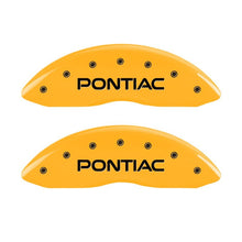Charger l&#39;image dans la galerie, MGP 4 Caliper Covers Engraved Front Pontiac Rear Arrow Yellow Finish Blk Char 05 Pontiac Bonneville