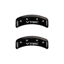 Carica l&#39;immagine nel visualizzatore di Gallery, MGP 4 Caliper Covers Engraved Front &amp; Rear Vtech Black finish silver ch