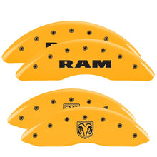 Cargar imagen en el visor de la galería, MGP 4 Caliper Covers Engraved Front RAM Engraved Rear RAMHEAD Yellow finish black ch