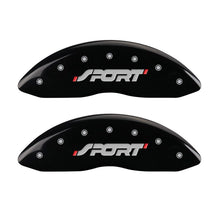 Laden Sie das Bild in den Galerie-Viewer, MGP 4 Caliper Covers Engraved Front &amp; Rear SPORT Black finish silver ch