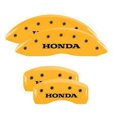 Laden Sie das Bild in den Galerie-Viewer, MGP 4 Caliper Covers Engraved Front &amp; Rear Honda Yellow finish black ch
