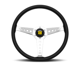 Momo California Steering Wheel 360 mm - Black Leather/White Stitch/Pol Spokes - 2to4wheels