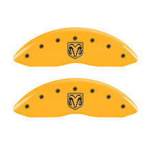Cargar imagen en el visor de la galería, MGP 4 Caliper Covers Engraved Front RAM Engraved Rear RAMHEAD Yellow finish black ch