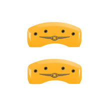 Cargar imagen en el visor de la galería, MGP 4 Caliper Covers Engraved F &amp; R Chrysler Wing Yellow Finish Black Char 2008 Chrysler PT Cruiser