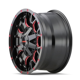 Mayhem 8015 Warrior 18x9 / 8x165.1 BP / 18mm Offset / 130.8mm Hub Black w/ Prism Red Wheel