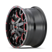 Cargar imagen en el visor de la galería, Mayhem 8015 Warrior 17x9 / 5x127 BP / -12mm Offset / 87mm Hub Black w/ Prism Red Wheel