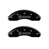 MGP 4 Caliper Covers Engraved Front Lincoln Engraved Rear MKZ Black finish silver ch