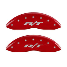 Laden Sie das Bild in den Galerie-Viewer, MGP 4 Caliper Covers Engraved Front &amp; Rear RT1-Truck Red finish silver ch