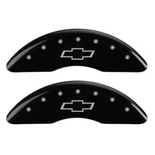 Carica l&#39;immagine nel visualizzatore di Gallery, MGP 4 Caliper Covers Engraved Front &amp; Rear Bowtie Black finish silver ch