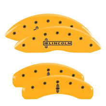 Cargar imagen en el visor de la galería, MGP 4 Caliper Covers Engraved Fr Lincoln Rr Star Logo Yellow Finish Black Char 2003 Lincoln Town Car