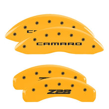 Carica l&#39;immagine nel visualizzatore di Gallery, MGP 4 Caliper Covers Engraved Front Gen 5/Camaro Engraved Rear Gen 5/Z28 Yellow finish black ch