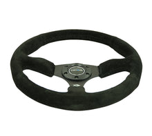 Carica l&#39;immagine nel visualizzatore di Gallery, NRG Reinforced Steering Wheel (350mm / 2.5in. Deep) Blk Suede Comfort Grip w/5mm Matte Blk Spokes