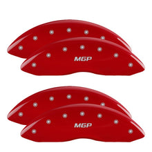 Charger l&#39;image dans la galerie, MGP 4 Caliper Covers Engraved Front &amp; Rear Silverado style/SS Red finish silver ch