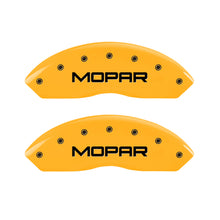 गैलरी व्यूवर में इमेज लोड करें, MGP 2 Caliper Covers Engraved Front Mopar Yellow Finish Black Char 2006 Jeep Wrangler