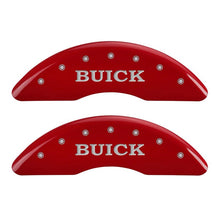 Carica l&#39;immagine nel visualizzatore di Gallery, MGP 4 Caliper Covers Engraved Front Buick Rear Buick Shield Red Finish Silver Char 2015 Buick Regal