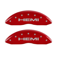 Cargar imagen en el visor de la galería, MGP 4 Caliper Covers Engraved Front &amp; Rear Hemi Red finish silver ch