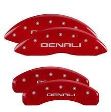 Cargar imagen en el visor de la galería, MGP 4 Caliper Covers Engraved Front &amp; Rear Denali Red finish Black Engraved
