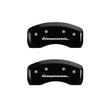 Carica l&#39;immagine nel visualizzatore di Gallery, MGP 4 Caliper Covers Engraved Front &amp; Rear Impala Black finish silver ch