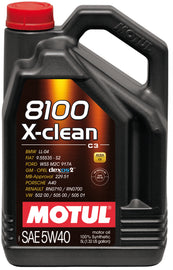 Motul 5L Synthetic Engine Oil 8100 5W40 X-CLEAN C3 -505 01-502 00-505 00-LL04-229.51-229.31 - Single image 1
