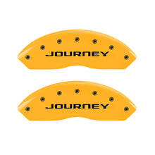 Cargar imagen en el visor de la galería, MGP 4 Caliper Covers Engraved Front &amp; Rear With out stripes/Journey Yellow finish black ch
