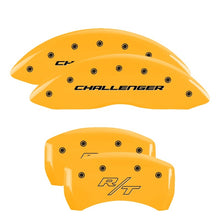 Carica l&#39;immagine nel visualizzatore di Gallery, MGP 4 Caliper Covers Engraved F &amp; R Cursive/Charger Yellow Finish Black Char 2006 Dodge Charger