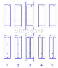 King Ford 351ci Cleveland V8 (Size 001) Tri-Metal Performance Main Bearing Set