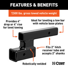 Carica l&#39;immagine nel visualizzatore di Gallery, Curt Receiver Hitch Adapter (2in Shank / 4in Drop / 7500 lbs)