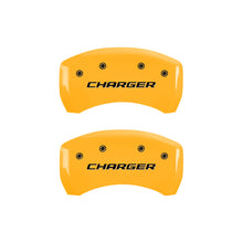 Carica l&#39;immagine nel visualizzatore di Gallery, MGP 4 Caliper Covers Engraved Front &amp; Rear Block/Charger Yellow finish black ch