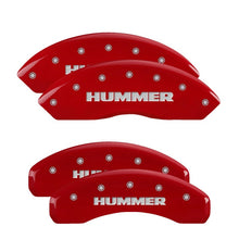 Carica l&#39;immagine nel visualizzatore di Gallery, MGP 4 Caliper Covers Engraved Front &amp; Rear Hummer Red finish silver ch