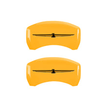 Carica l&#39;immagine nel visualizzatore di Gallery, MGP 4 Caliper Covers Eng Fr No Bolts/TBird Rr No Bolts/TBird Yel Finish Blk Char 05 Ford Thunderbird